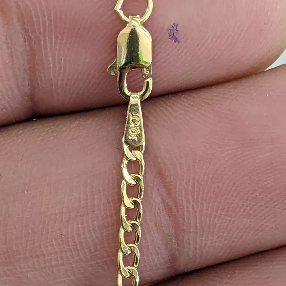 10kt Real Gold Cuban Curb Style Chain 2.3 mm 22 Inches
